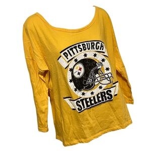 NFL Pittsburgh Steelers Helmet Gold 3/4 Sleeve Top